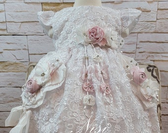 Abito da battesimo con spedizione gratuita, abito da battesimo, abito bianco per bambina, abito per qualsiasi occasione speciale, Hermoso vestido Blanco Bautizo