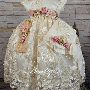 Darmowa dostawa Sukienki do chrztu, Sukienki do chrztu, Beżowa sukienka dla dziewczynki, Sukienka na każdą specjalną okazję, Hermoso Vestido Beige Bautizo