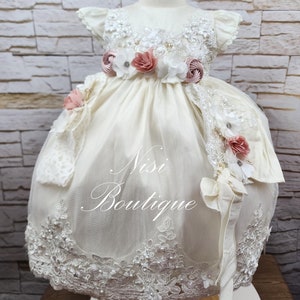 Free Shipping Baptism Dress, Christening Gown, Baby Girl Ivory Dress, Any Special Occasion Dress, Hermoso Vestido Ivory Bautizo
