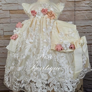 Free Shipping Baptism Dress, Christening Gown, Baby Girl Ivory Dress, Any Special Occasion Dress, Hermoso Vestido Ivory Bautizo