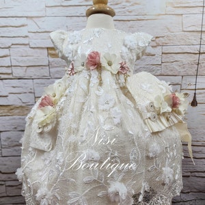 Free Shipping Baptism Dress, Christening Gown, Baby Girl Ivory Dress, Any Special Occasion Dress, Hermoso Vestido Ivory Bautizo