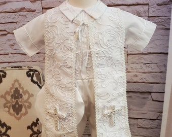 Baby Boy Christening Outfit, White Blessing or Baptism Outfit, Boy Baptism Outfit, Four Pieces Traje Modelo Español de 4 piezas Color Blanco