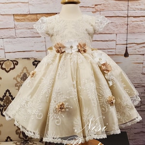 Vestido de bautismo con envío gratuito, vestido de bautizo, vestido de marfil para niña, vestido para cualquier ocasión especial, hermoso vestido de bautizo de marfil