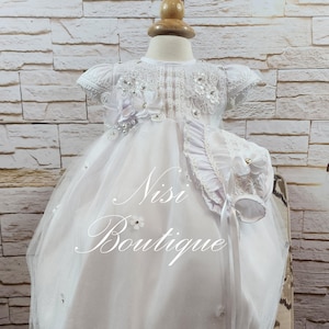 Free Shipping Baptism Dress, Christening Gown, Baby Girl White Dress, Any Special Occasion Dress, Hermoso vestido Blanco Bautizo