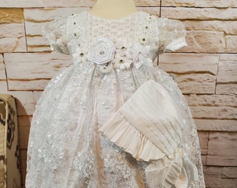 Free Shipping Baptism Dress, Christening Gown, Baby Girl White Dress, Any Special Occasion Dress, Hermoso vestido Blanco Bautizo