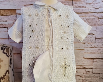 Baby Boy Christening Outfit, White Blessing or Baptism Outfit, Boy Baptism Outfit, Four Pieces Traje Modelo Español de 4 piezas Color Blanco