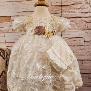 Spedizione gratuita Abito da battesimo, Abito da battesimo, Abito avorio per bambina, Abito per qualsiasi occasione speciale, Hermoso Vestido Ivory Bautizo
