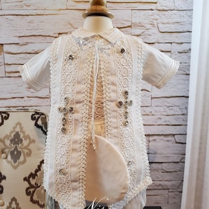 Baby Boy Christening Outfit, White Blessing or Baptism Outfit, Boy Baptism Outfit, Four Pieces Traje Modelo Español de 4 piezas Color Blanco