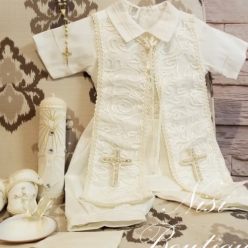 Baby Boy Christening Outfit 9 Pieces Set Ivory Blessing or | Etsy