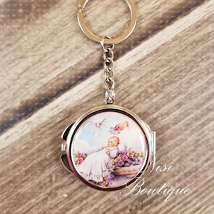 12 Pieces of Favors, Beautiful Baptism Compact Mirror Keychain Favors, Baptism Occasion Favors, Baptism Baby Favors, Llaveros de bautizo