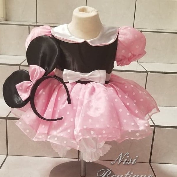 Free Shipping!! Girl Minnie Dress or Minnie Mouse Costume, Baby Girl Dress