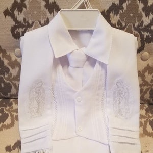 Baby Boy Christening Outfit, Lady of Guadalupe White Blessing or Baptism Outfit, Boy Baptism Outfit Traje Estola Virgen Guadalupe