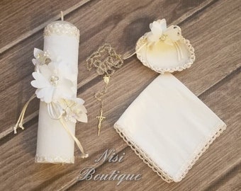 baptism candle set for baby girl