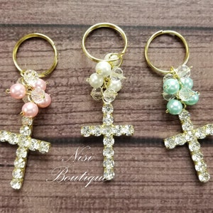 12 Pieces of Favors, Beautiful Keychain of Gold Color, Baptism Favors, Baby Shower Favors,  Keychain Baby Favors