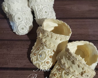 Beautiful Baptism Baby Boy Shoes, Ivory or White Christening Boy Shoes, Baby Boy Shoes, Ivory Baby Boy Shoes, White Baby Boy Shoes