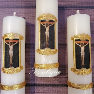 ¡¡Envío gratis!! 6 Piezas Velas Pequeñas Pascuales de Jesucristo, Celebración de la Vida, Comunión, Bautismo, Velas Católicas, Cirios de Jesucristo