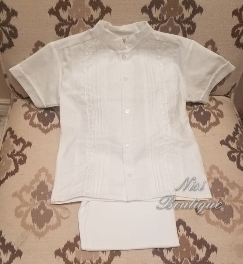 Any Elegant Occasion Outfit Baby Boy Pants White and Shirt Withe Outfit Boy Baby Blue Outfit Two Pieces.