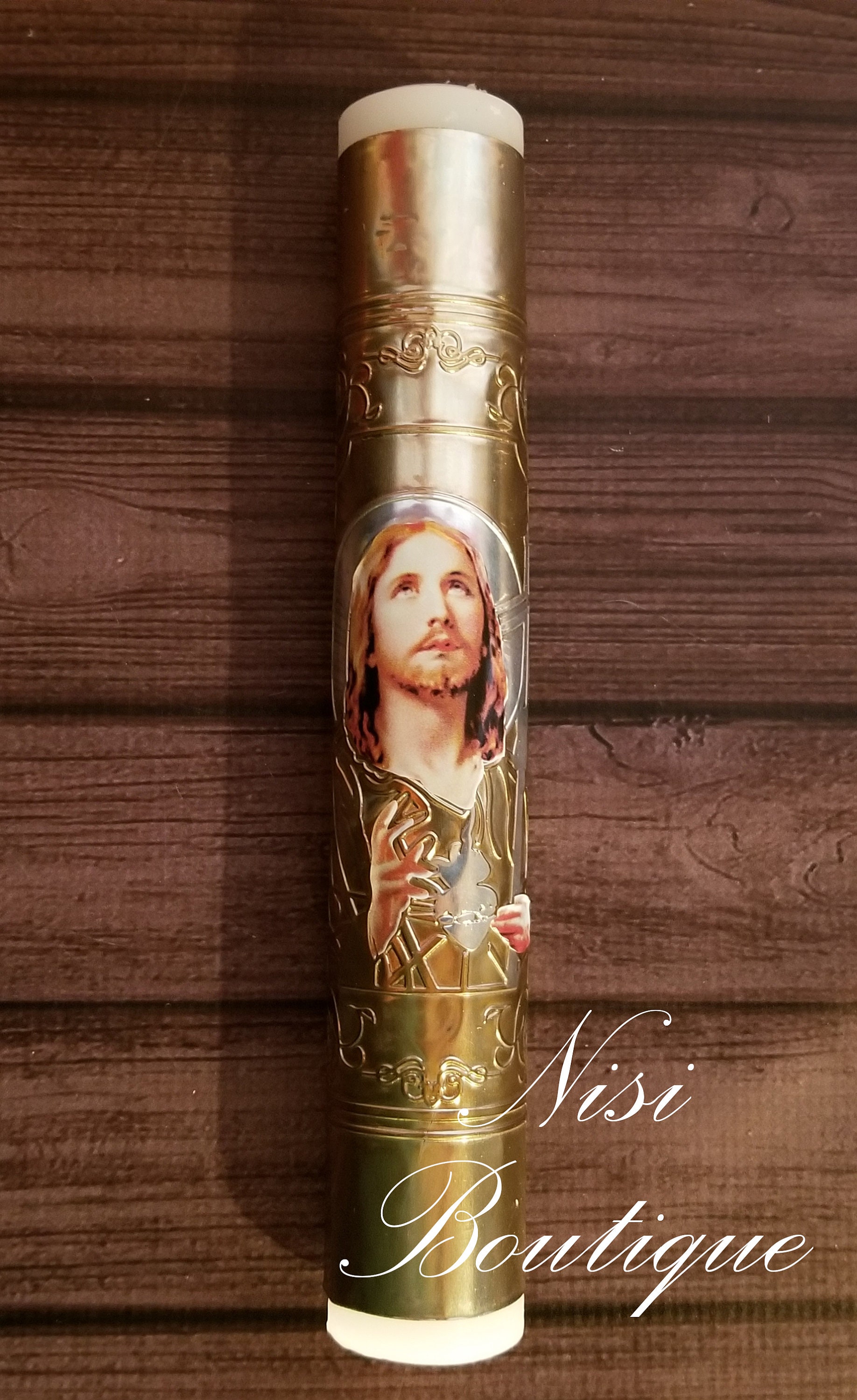 Jesus Christ Ceremony Candle Metal Embossed Candle Any Etsy