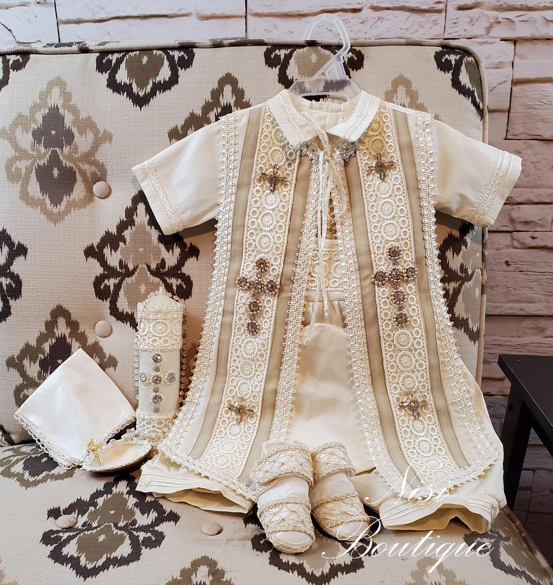 Baby Boy Christening Outfit 9 Pieces Set Beige Blessing or Etsy