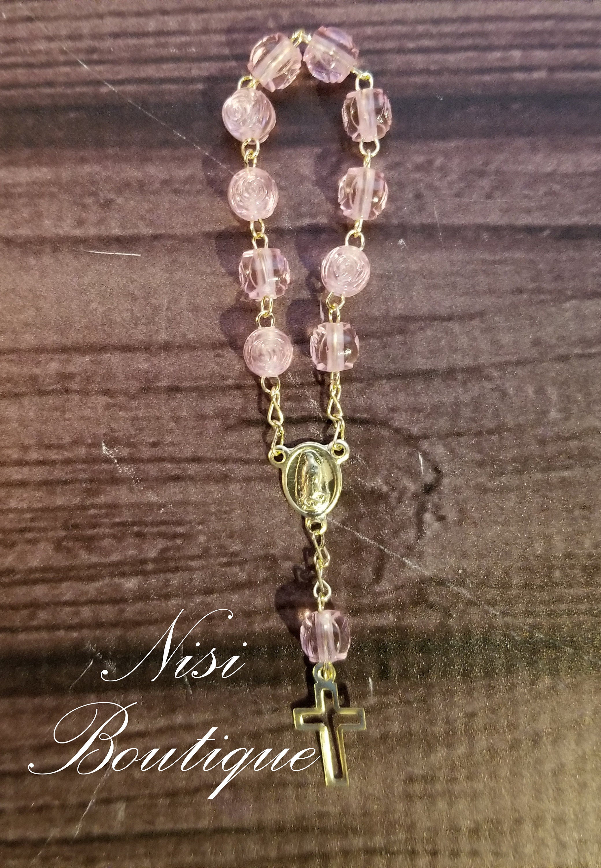 3.5 Pink Gold Miniature Rosaries - Pack of 100 Mini Rosary Favors - CB  Flowers & Crafts
