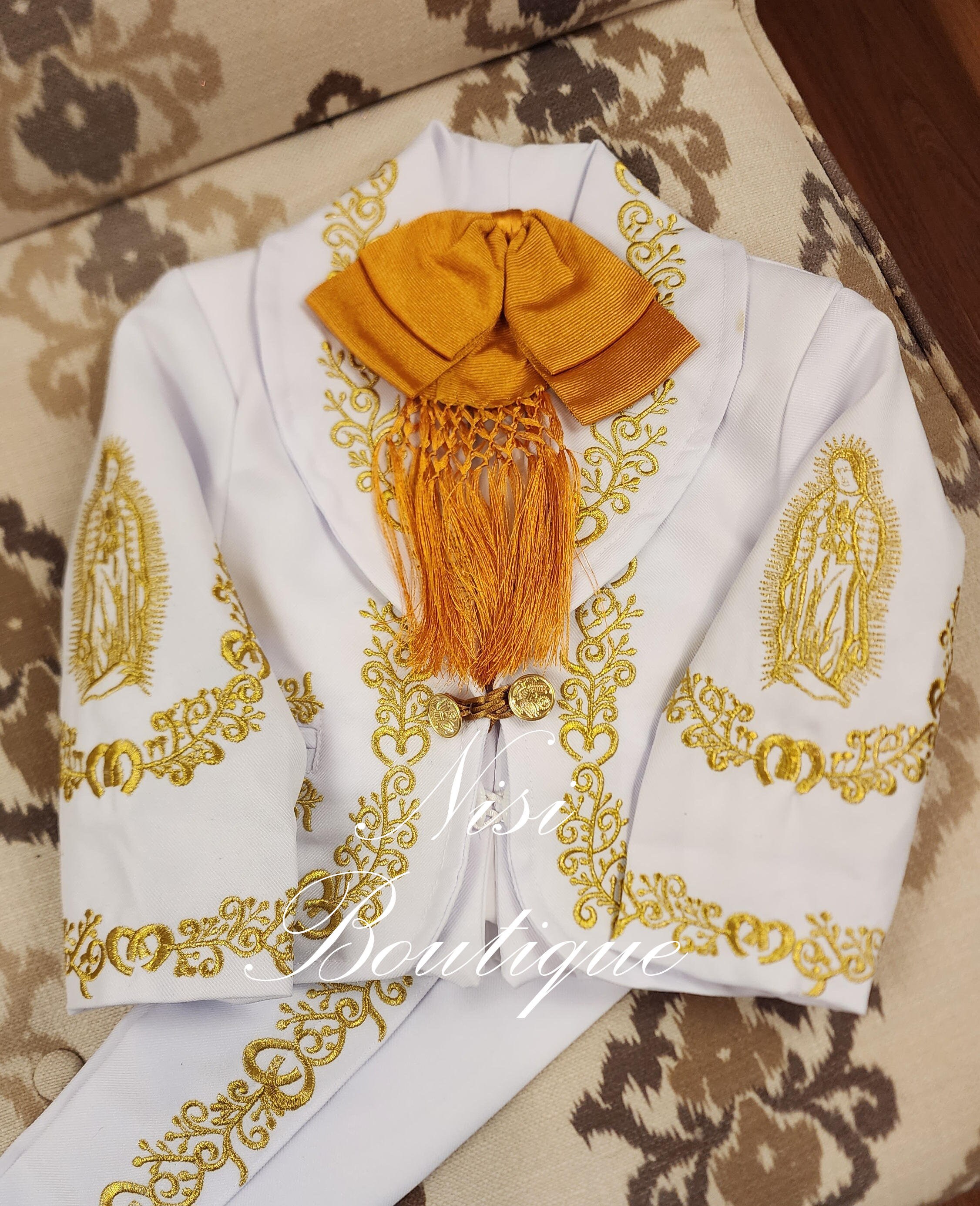 Buy Free Shipping!! Our Lady of Guadalupe Beautiful 6 Pieces Boy Charro  Suit, White With Gold Charro Suit With Hat, Baptism Mariachi Suit Online in  India - Etsy, image size:2252x2771