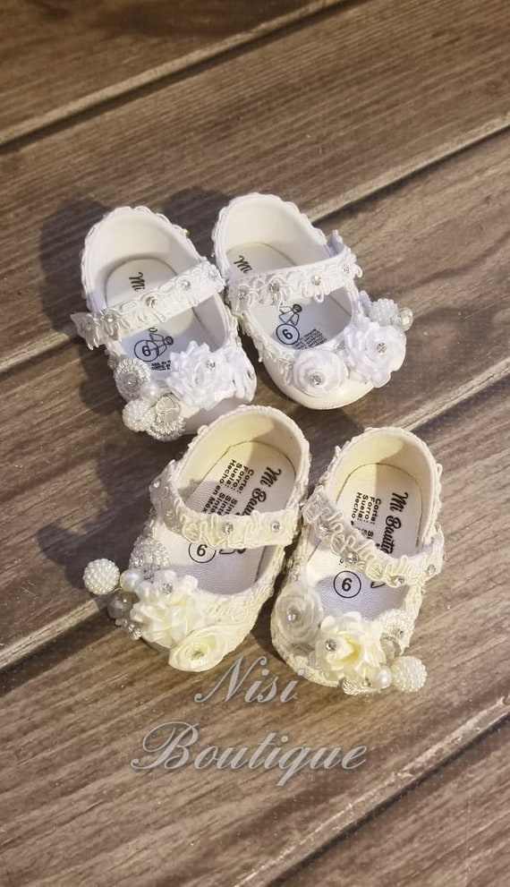 Beautiful Baptism Baby Girl Shoes, Ivory or White Christening Girl Shoes, Baby Girl Shoes, Ivory Baby Girl Shoes, White Baby Girl Shoes Beautiful Baptism Baby Girl Shoes, Ivory or White Christening Girl Shoes, Baby Girl Shoes, Ivory Baby Girl Shoes, White Baby Girl Shoes