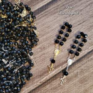 48 pezzi di Mini Rosari Bomboniere Oro Nero o Argento Nero, Battesimo, Prima Comunione, Cresima, bomboniere per tutte le occasioni, Misterios