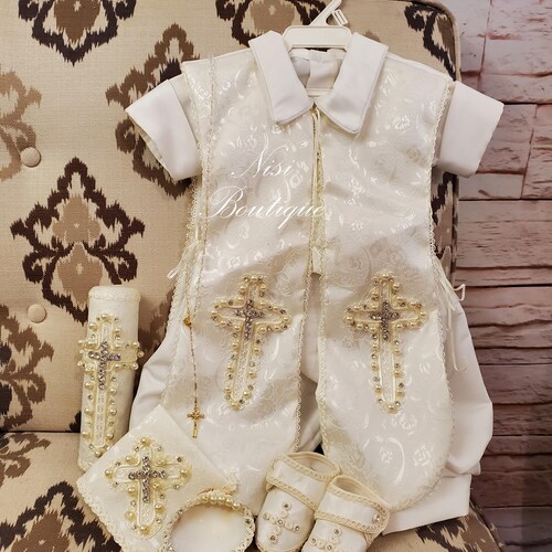 Baby Boy Christening Outfit Ivory Blessing or Baptism Outfit Etsy