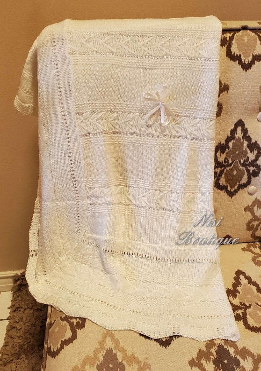 Beautiful Ivory Baby Blanket Baby Crochet Blanket Baptism Etsy