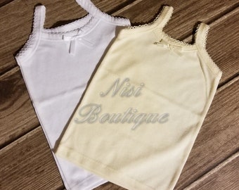 Ivory or White Girl Tank Top, Baptism Baby Girl Tank Top, Girl Tank Top Shirts, Toddler Girl Tank Top