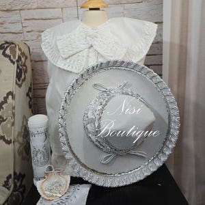 Beautiful 8 Pieces Boy Charro Suit, Color White, Candle Set and Hat, Charro Outfit, Mariachi Suit