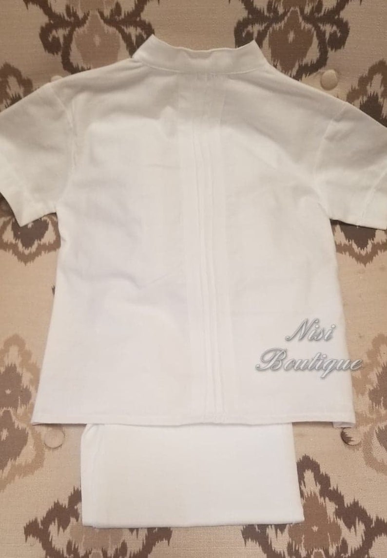 Any Elegant Occasion Outfit Baby Boy Pants White and Shirt Withe Outfit Boy Baby Blue Outfit Two Pieces.