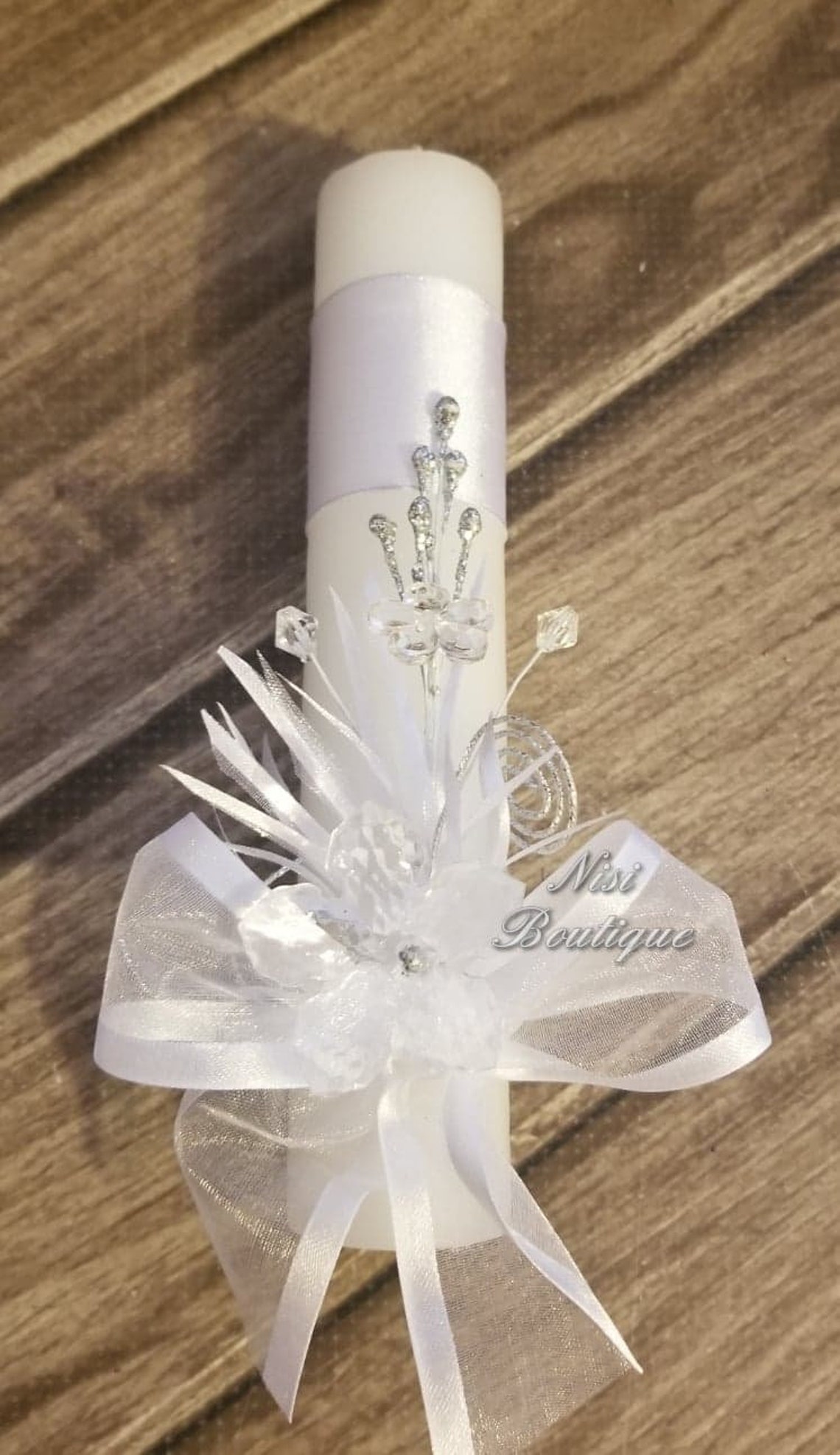 Beautiful 5 pieces Baptism Candle Set White Baptism Set Etsy