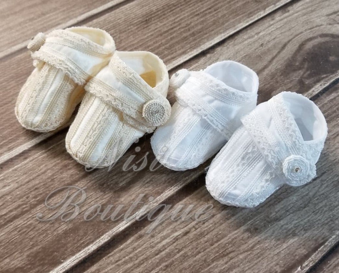 Beautiful Baptism Baby Boy Shoes Ivory or White Christening Etsy