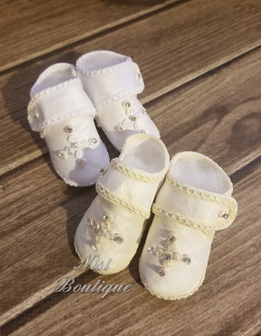 Beautiful Baptism Baby Boy Shoes, Ivory or White Christening Boy Shoes