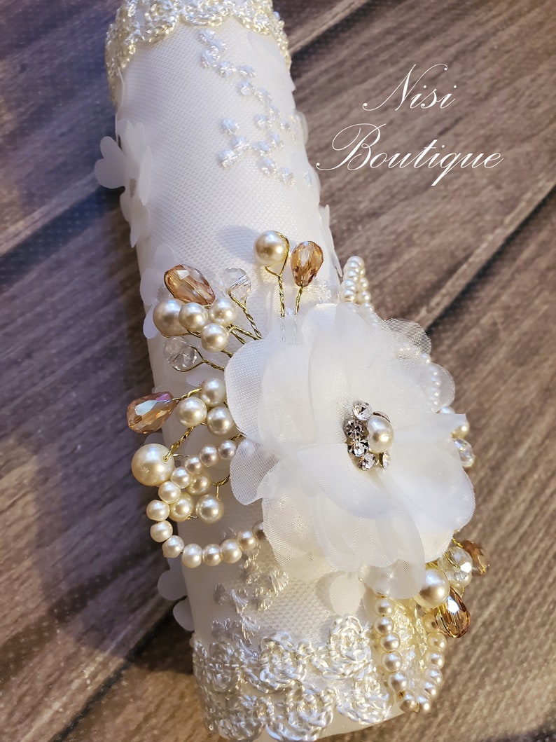 Beautiful Baptism Candle Set Christening 4 Pieces Set Ivory Etsy