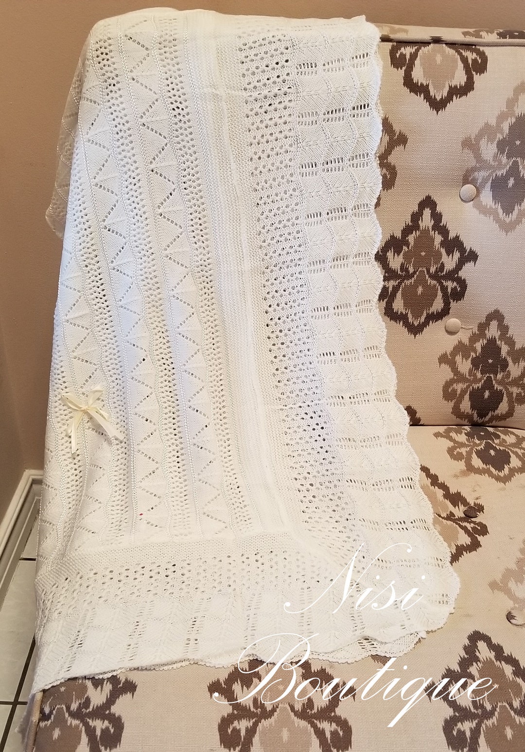Beautiful Ivory Baby Blanket Baby Crochet Blanket Baptism Etsy