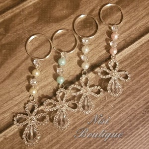12 Pieces of Favors, Beautiful Keychain of Silver Color, Baptism Favors, Baby Shower Favors,  Keychain Baby Favors