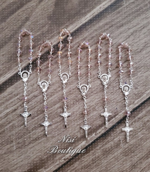 24 Pezzi Di Mini Rosario Bomboniere Argento Nero, Battesimo, Prima - Foto 4