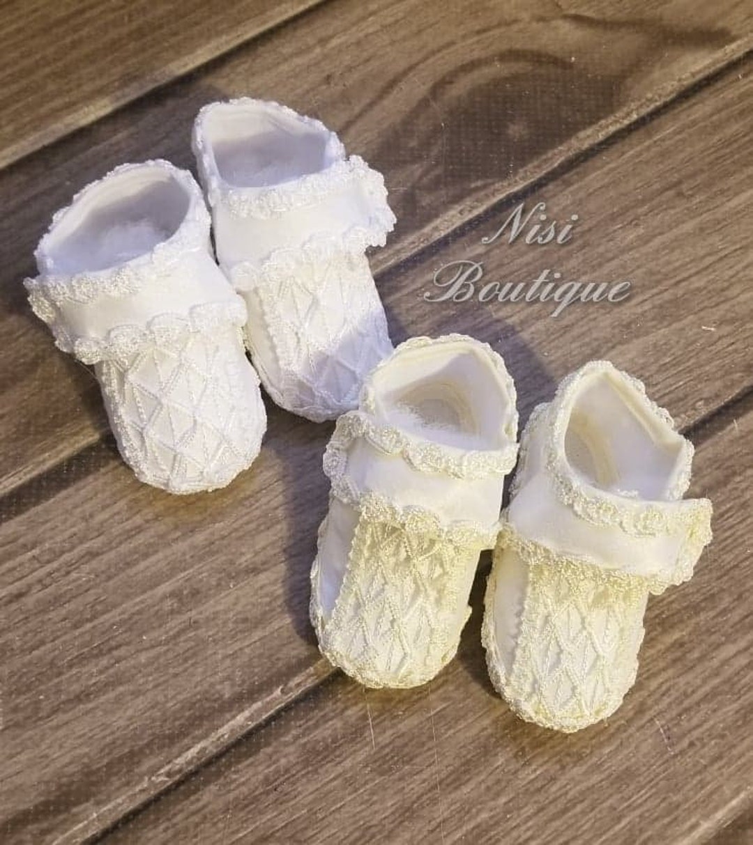 Beautiful Baptism Baby Boy Shoes, Ivory or White Christening Boy Shoes