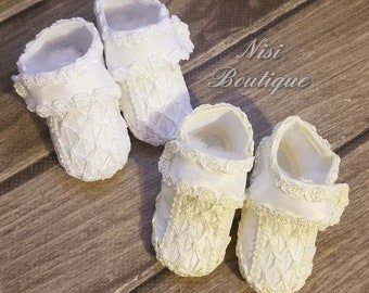 Beautiful Baptism Baby Boy Shoes, Ivory or White Christening Boy Shoes, Baby Boy Shoes, Ivory Baby Boy Shoes, White Baby Boy Shoes