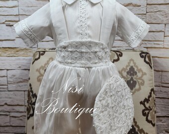 Traje de bautizo para bebé niño, traje blanco de bendición o bautismo,  traje de bautizo para niño, cuatro piezas Traje Modelo Español de piezas