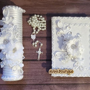 Bel ensemble de bougies de première communion espagnoles, ensemble de bougies de première communion blanc, ensemble de bougies de première communion 3 pièces ou ensemble de confirmation.