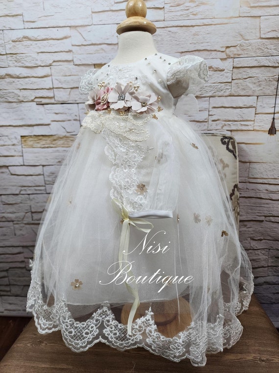 Free Shipping Baptism Dress Olan Tail, Christening Gown, Baby Girl