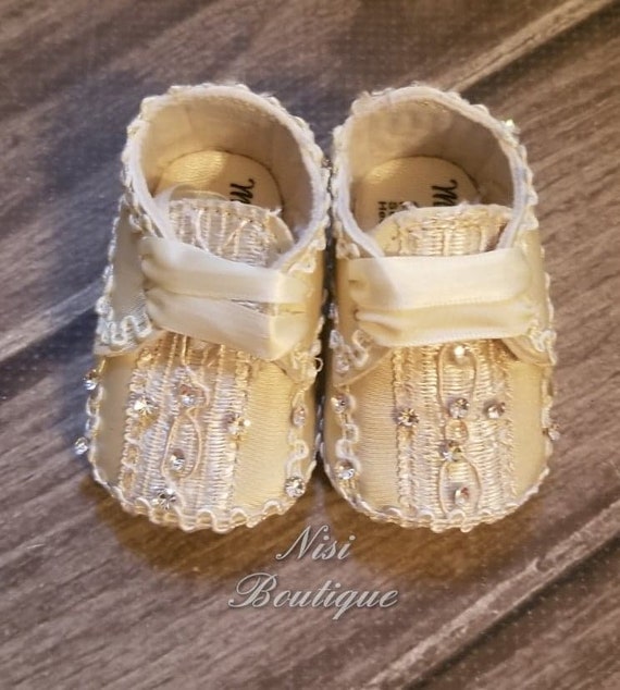Beautiful Baptism Baby Boy Shoes ivory or White Christening Boy