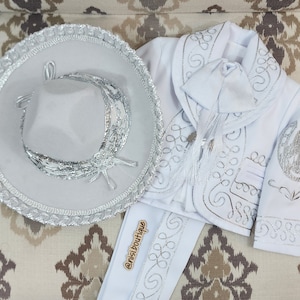 Traje de mariachi blanco hotsell