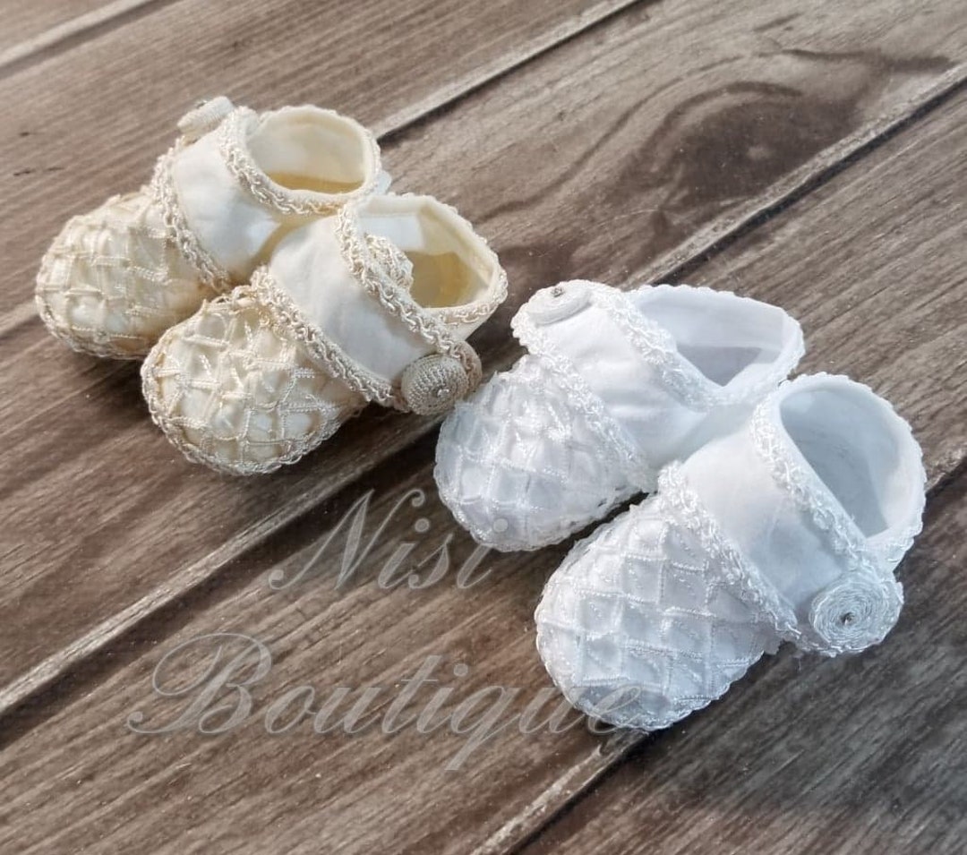Beautiful Baptism Baby Boy Shoes, Ivory or White Christening Boy Shoes ...