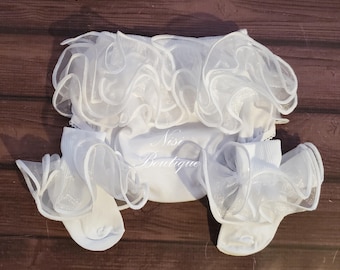 Meias com babados para menina e capa de fralda com babados para bebê, cor branca, calcinha de algodão com babados para bebê, para qualquer ocasião.