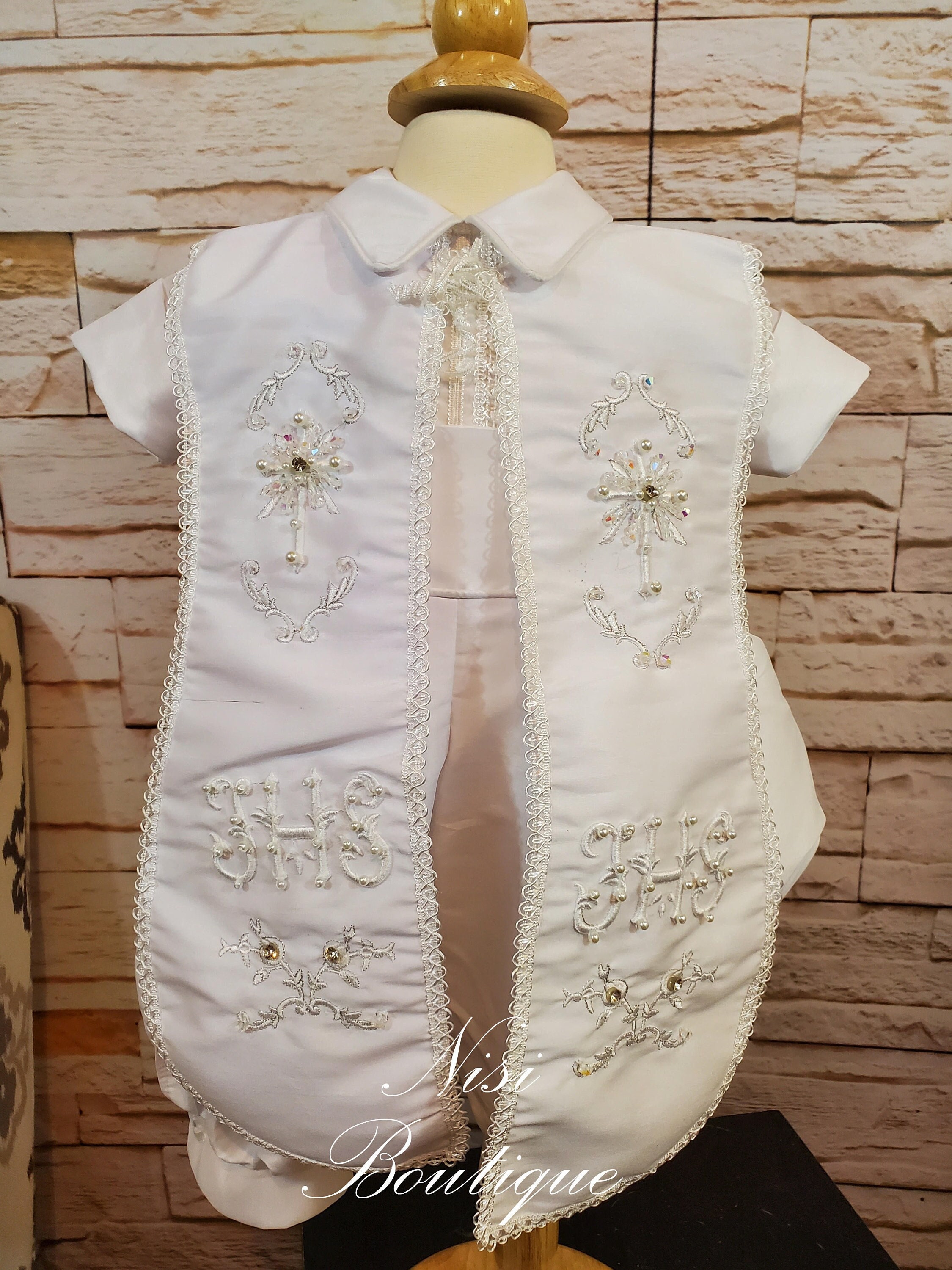 Baby Boy Christening Outfit, Blessing Or Baptism Four Pieces Traje Modelo Español De 4 Piezas Color Blanco