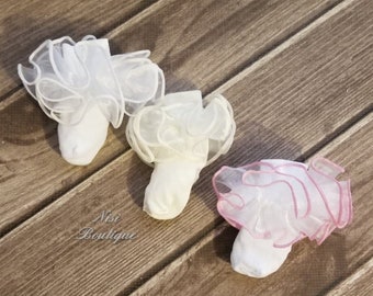 Pack of 3 Girl Ruffle Socks, White, Ivory and White/Pink, Nylon, Perfect for Special Occasion, Girl Baptism Outfit, Ruffle Socks.